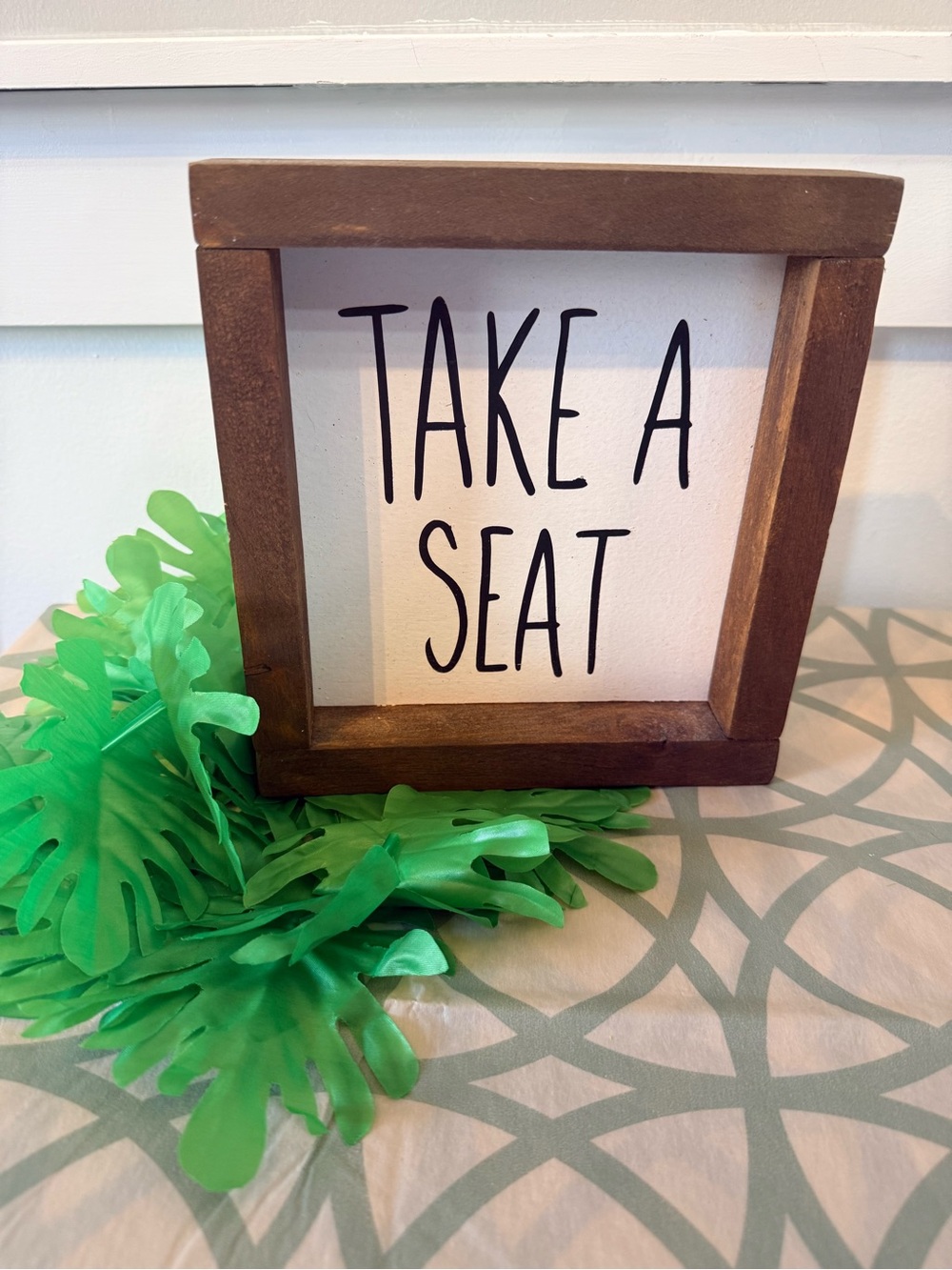 4/$25 • Rustic Farmhouse Wooded Framed Canvas “Take A Seat” Sign